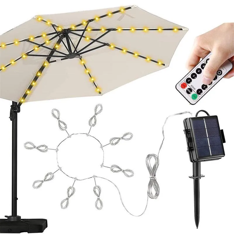 Solar LED LED Patio Guardella resistente ao guarda -chuva solar com 8 modos leves decors ao ar livre adequados para a praia do pátio