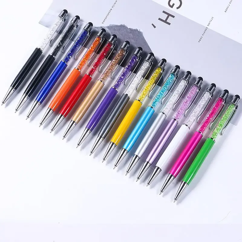 20/50st Crystal Ball Point Pen 2 i 1 Slim Crystal Diamond Screen Stylus Black Gel Ink Ballpoint Glitter Pen Touch Pen