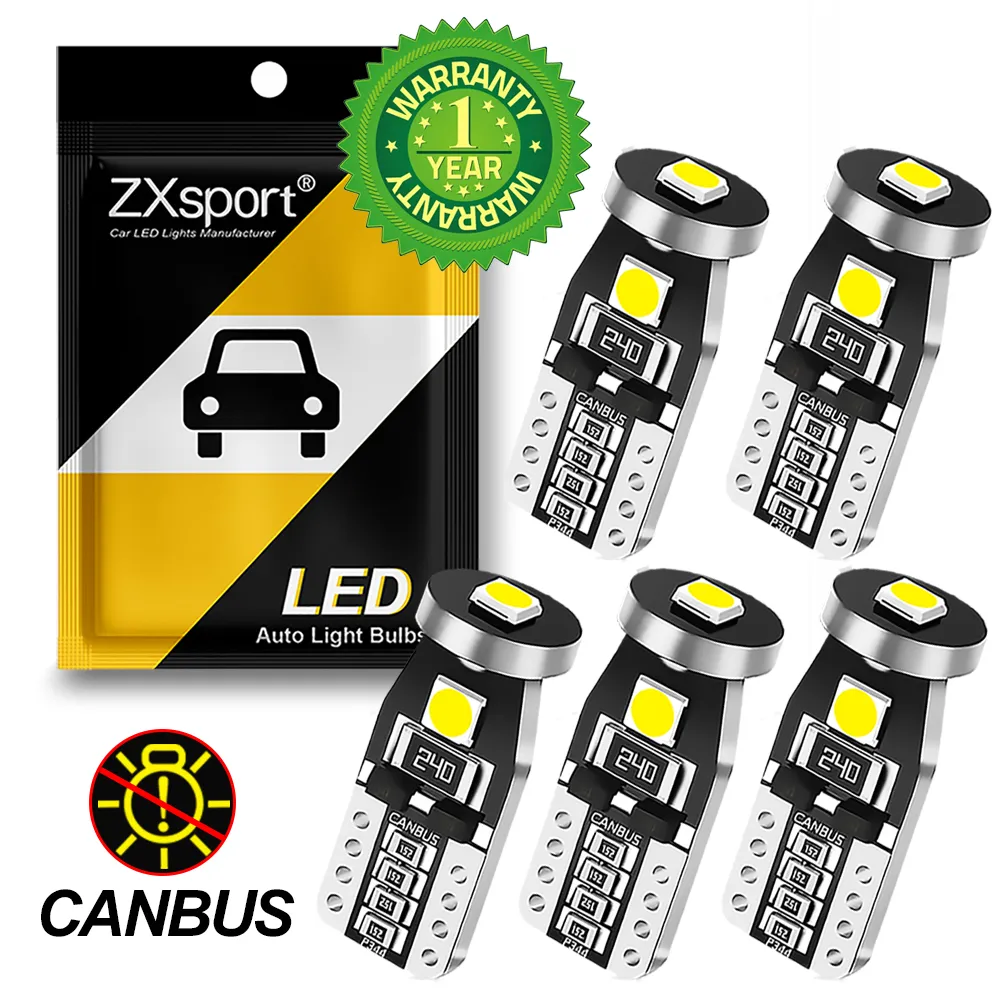 Honda Canbus 501 LED Number Plate 5 SMD Bulbs T10 W5w - White