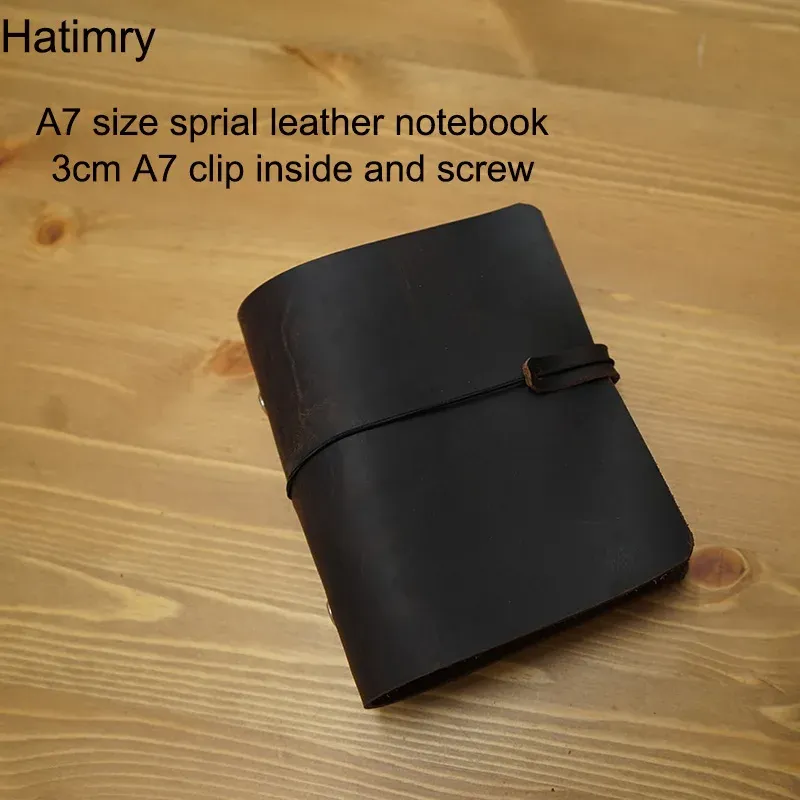 Notebooks Hatimry A7 size 3cm rings books Genuine leather notebooks sprial journal agenda handmade diarysketchbook school supplies