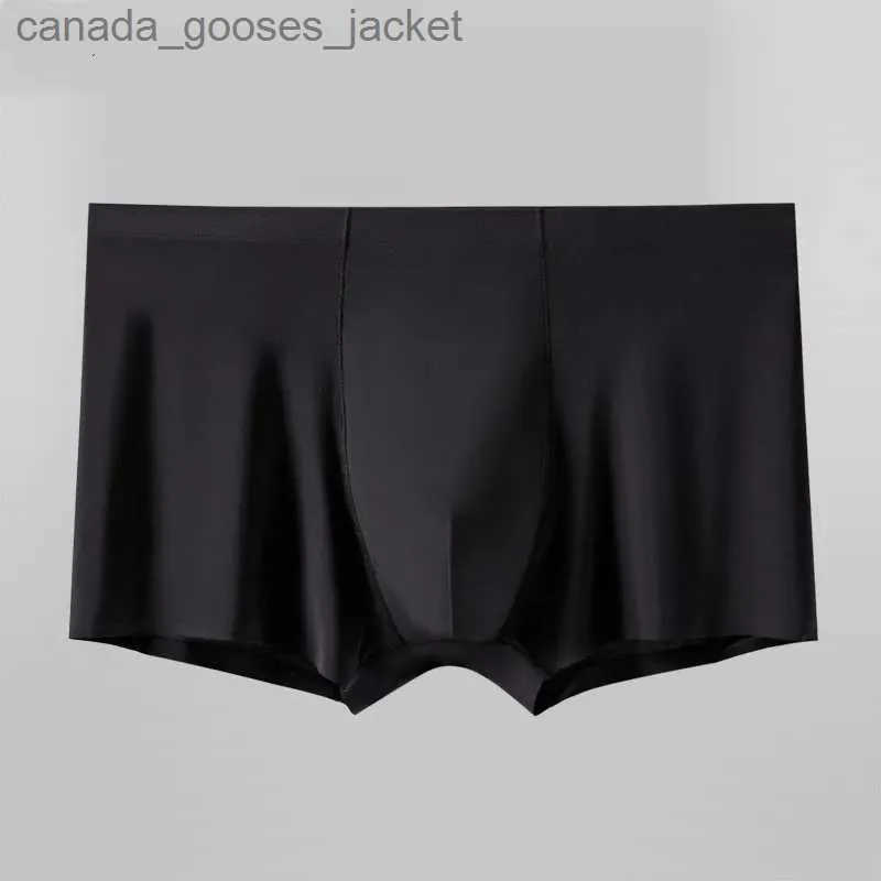 Underpants l-xxxxl sem costura boxe de seda masculina de cor sólida roupa íntima de roupa íntima ultrafina