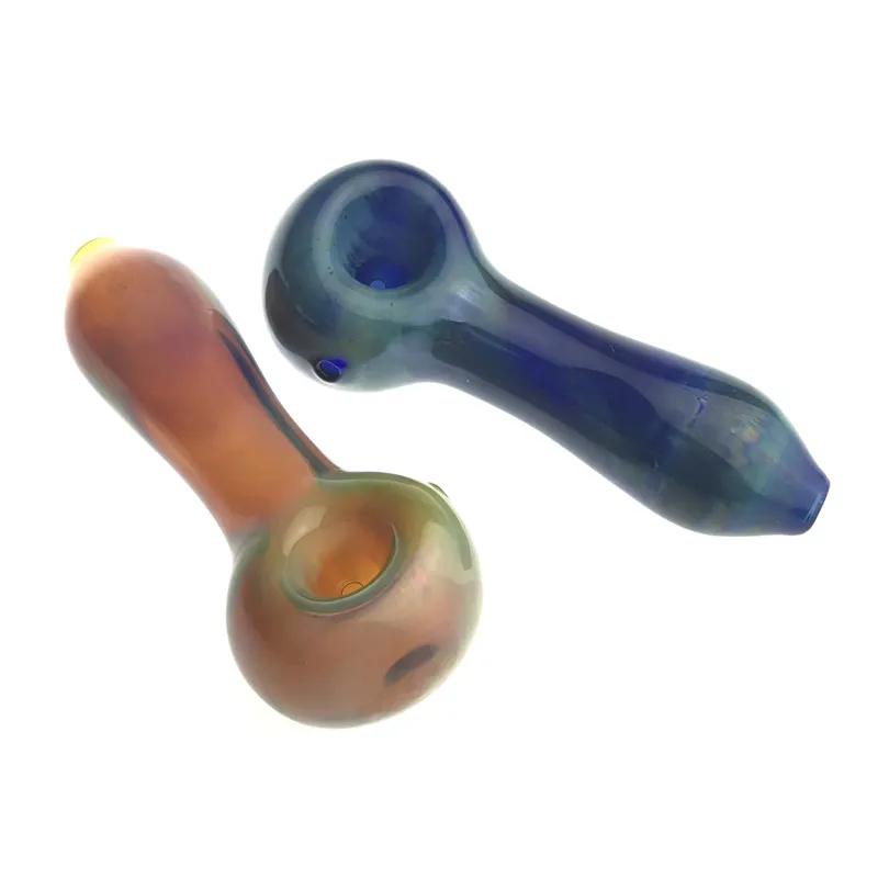 Colorful Glass Pipe with 4 Inch US Natural Ore Camouflage Mini Hand Travel Hand Smoking Pipes 40mm Big Ball Bowl