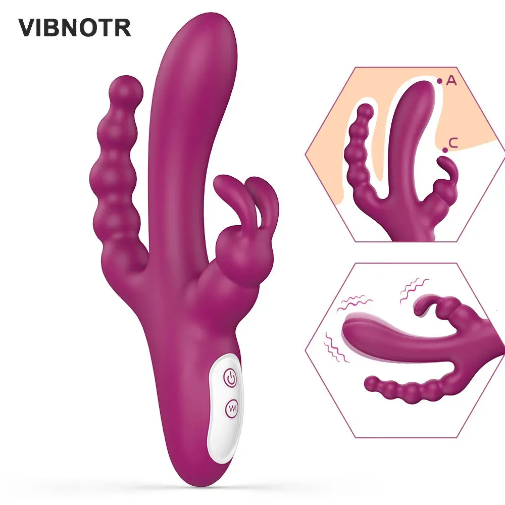 3 dans 1 lapin puissant clitoris femme vibratrice femelle pour le vagin stimulateur anal masturbation sexe toys femmes 240403