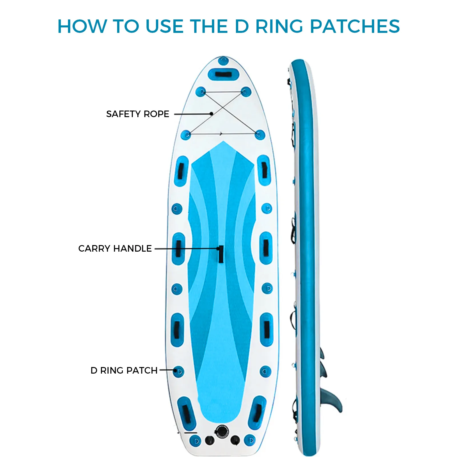 Générique Paddle Board D Rings, Rubber Boat Rope Buckle, Heavy Duty