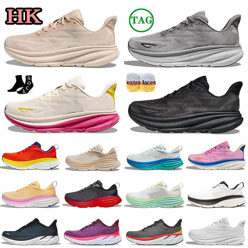 Hokas hokah shoes clifton 9 bondi 8 Женский бег, облако мужской спортивной обуви, свободный человек, тройная черно-белая розовая обувь【code ：O】