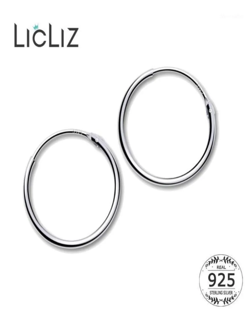 Hoop Huggie LiCliz 2021 925 Sterling Silver Simple Earrings for Women Round Circle White Gold Jewelry Loop Joyas de Plata Le04723488760