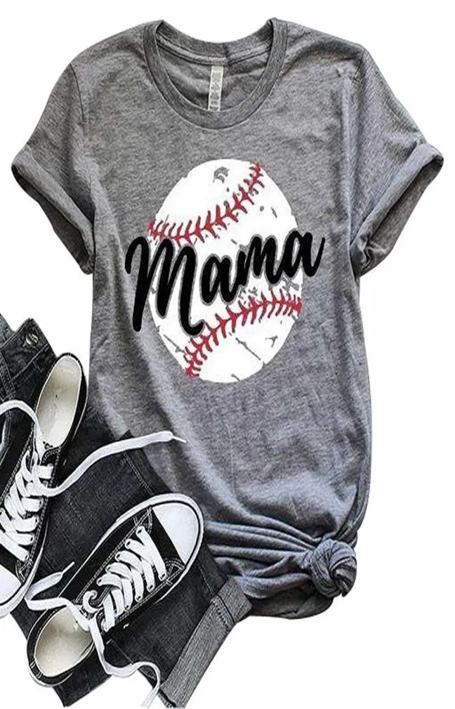 Drop Women Baseball Mom Mama Letter Print T Shirt THE THE SHER TOPS TEE TEE Plus Size T -Size na 2019 Casual Women T Shirt Y7708269