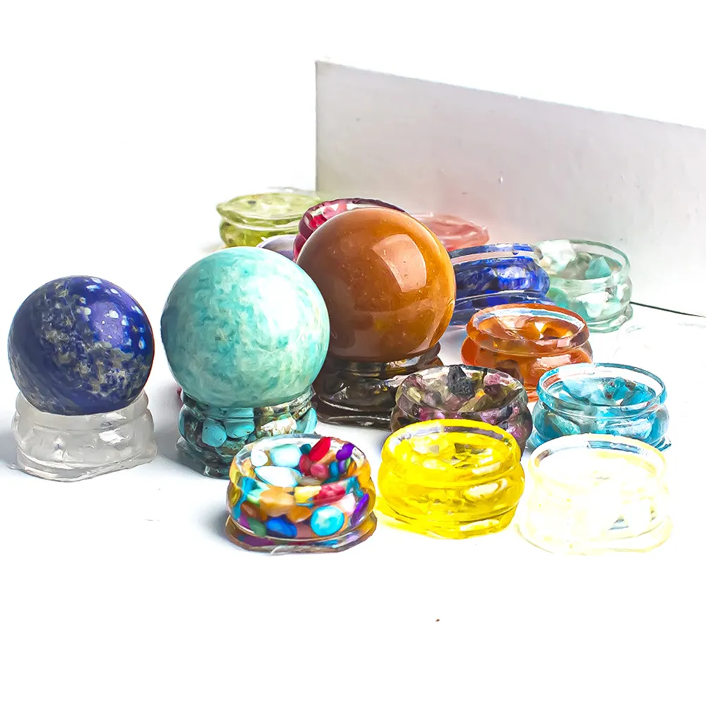 25 mm kiseldioxid mögel harts utformad stativ kluster globe sfär ägg prov display bashållare för kristall boll hem dekoration