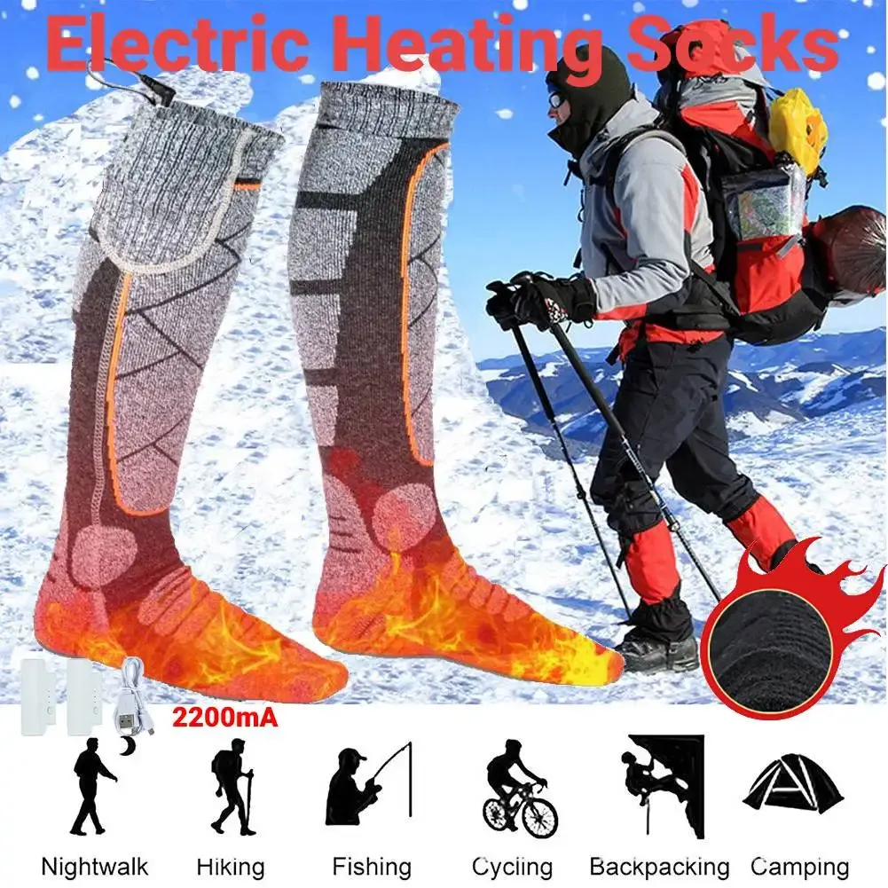 Verwarming 1Pair Winter Warm Warm Elektrische thermische sokken Verwarmde sokken 3 Modi Elastisch comfortabel elektrisch warm sokski -skibootwarmer