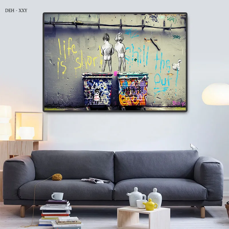 Banksy Artwork Canvas Poster Liebe ist die Antwort Graffiti Street Leinwand Malerei Pop Art Wall Bilder für moderne Wohnkultur