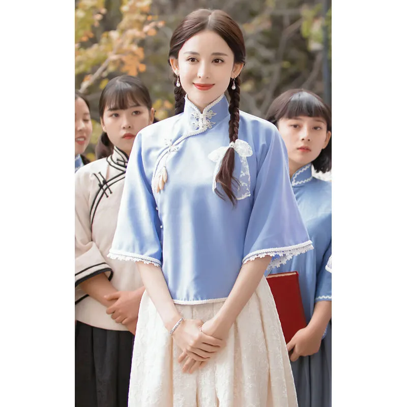 Chinese Tang Suit for Women Two-Piece Traditional Top and Skirt
