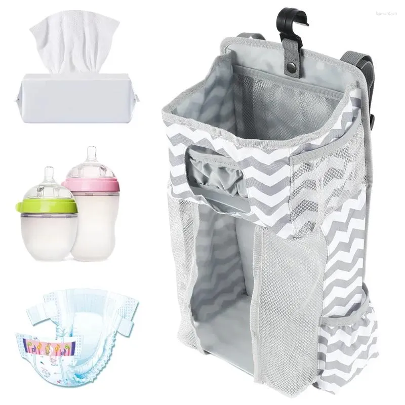 Förvaringspåsar Oxford Diaper Nappy Bottle Clothes Bag Baby Crib Cot Bedside Hanging Home Organization Organiser upp till 156 tecken.