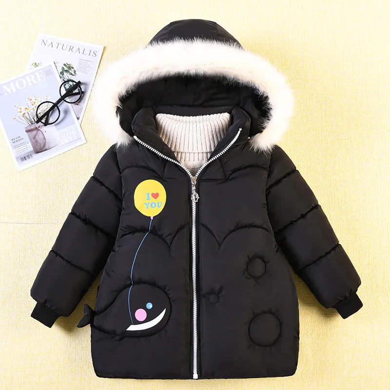 2023 New Children's Down Winter Jacket for Girls épaissis filles M manteau d'hiver Parka à capuche pour filles vestes Zipper Outwear 2-5 ans