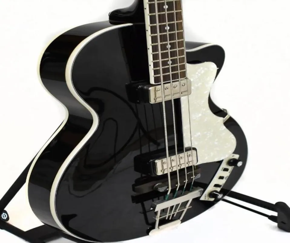 4 문자열 1960039S HOFNER VIILIN CLUB BLACK ELECTION BASS 기타 30QUOT 짧은 스케일 길이 흰색 진주 PickGuard1222170