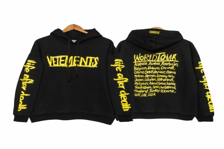 2021SS Vetements World Tour Hoodies Männer Frauen 11 Qualität Graffiti Brief Print Vetements Übergroße Sweatshirts VTM Hooded3366899