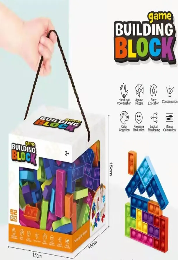 Building Block Gift Box 52pc Decompressiefgoed voor kinderen Volwassenen Simple 15x15cm Square Box7876296