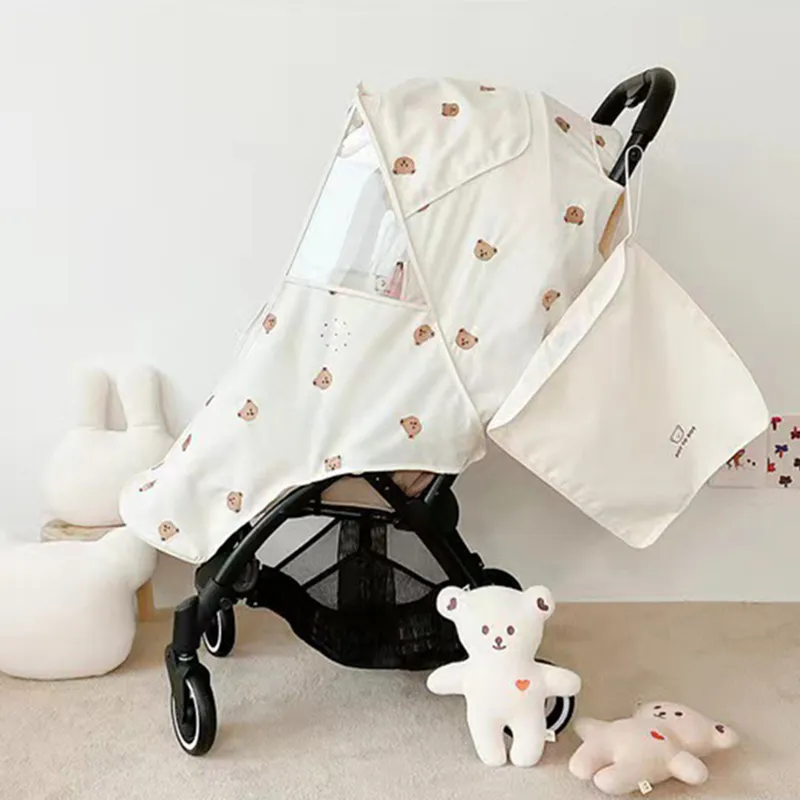 Universeller Baby Kinderwagen Regenabdeckung wasserdichte winddichte Sonnenstaubschild Winter Reißverschluss Baldachin Kinderwagen Regenmantel -Acussries