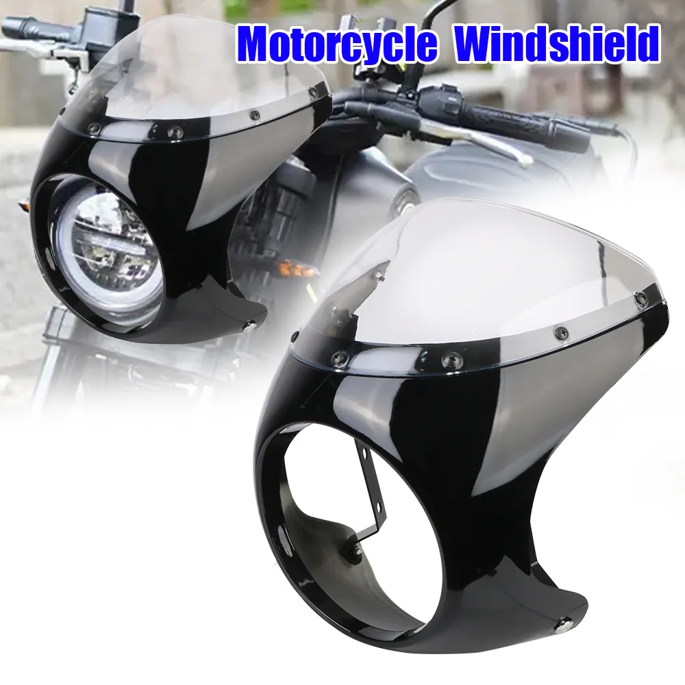 Keenso 7in Motorcycle Headlight Fairing Protective Windshield Universal