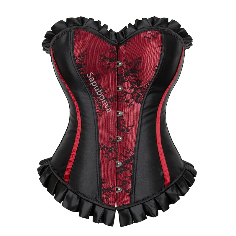 Синий корсет топ плюс размер Bustier Flower Lace Up Overbust Corsele Burlesque Sexy Lingerie Costum