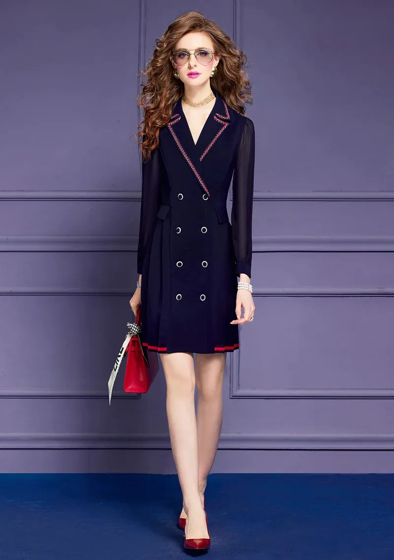 double breasted pleated blazer dress TAUPE PLEATED BLAZER DRESS