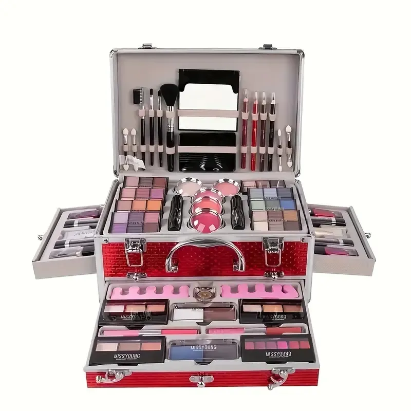 Strumenti 106 pezzi Makeup Box Gift Box Professional Multifunctional Makeup Kit, Paletta per ombretto Rossetto Lip Gloss Mascara Eyeliner Blush Co Co