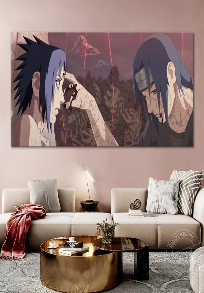 Brak ramy plakat anime Sasuke vs Itachi HD Canvas Art Mur Picture Decor Home Sofa Wystrój ściany Dekorowanie urodzinowe prezenty urodzinowe LJ2011283735683