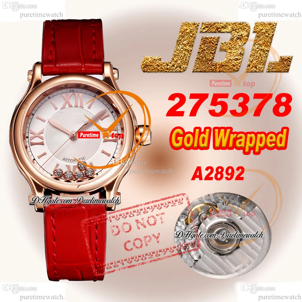 Happy Sport Floating Diamond 275378 A2892 Automatic Womens Watch JBLF 33 Twoped Rose Gold Silver Silver Dald Red Croc Strap Super Edition Ladies Putetime PTCP