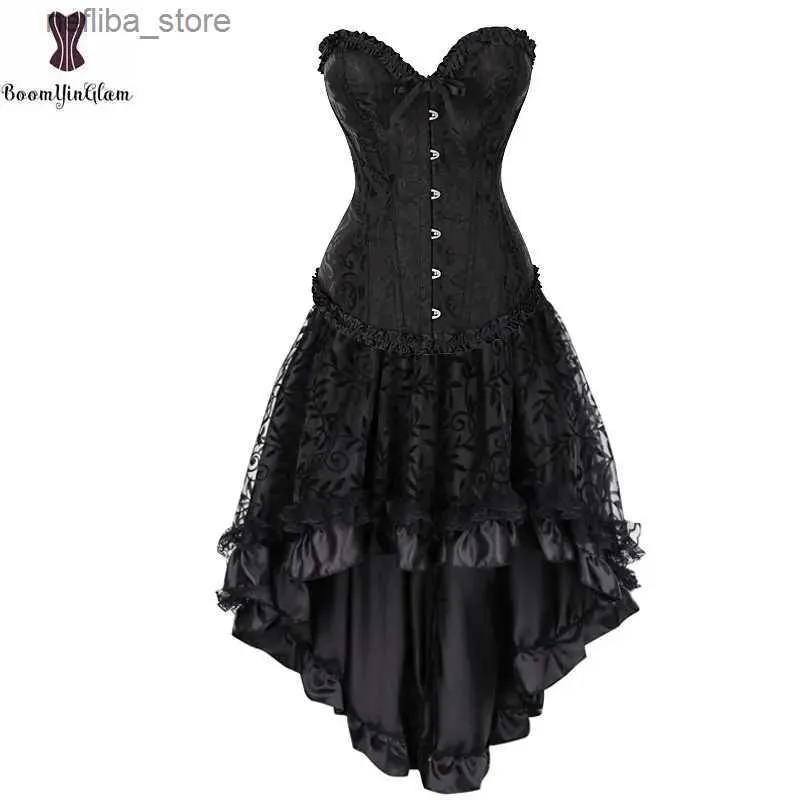Jupe sexy robe corset combinaison bustier top jupe rétro vintage cosplay burlesque et taille des femmes viennent steampunk gorset set y clubwear l410