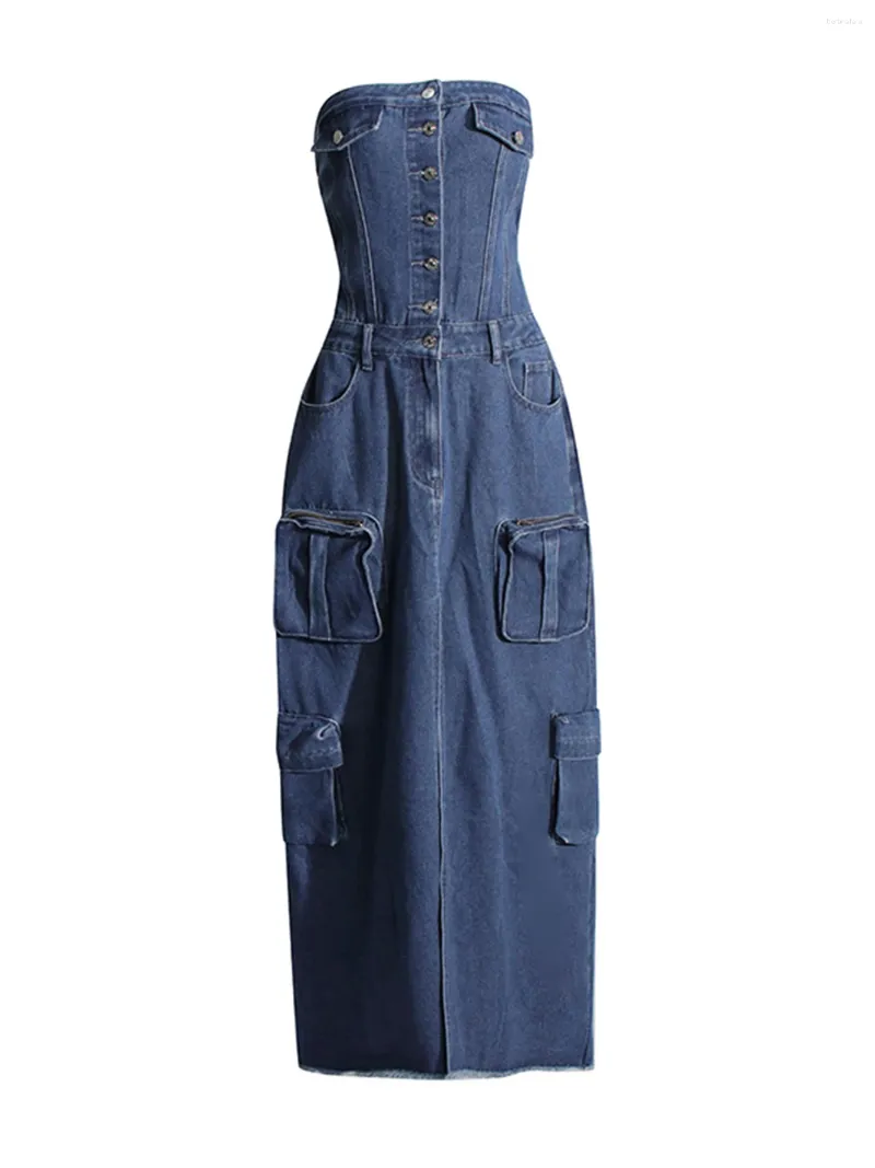Celebrities Solid Color Patchwork Strapless Long Dresses Celebrities Solid Color Patchwork Strapless Long Dresses