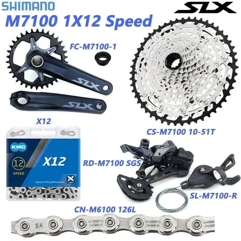 DHgate Shimano SLX M7100 Groupset MTB 12 Speed Crankset 12S Shifter Derailleur K7 12V Cassette Mountain Bike Gear Set STI X12 Sports Outdoors