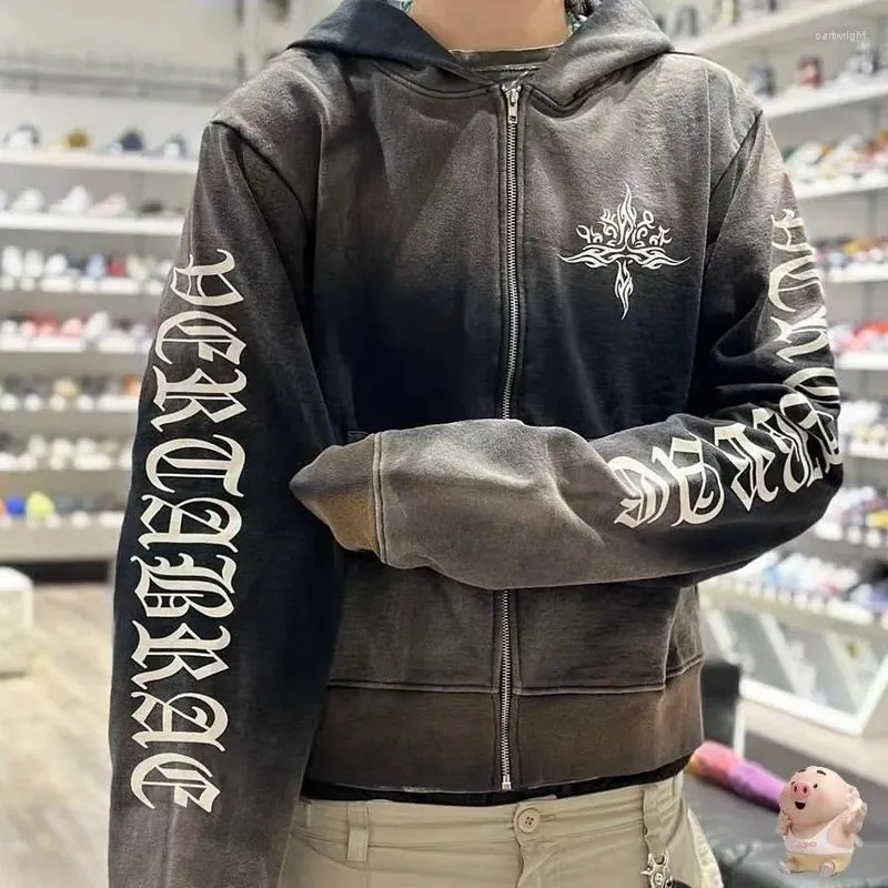 هوديز الرجال المغسول كارديجان فيرتابرا الوشم zip up هوديي الرجال النساء أزياء خمر محرقة Harajuku كبيرة الحجم