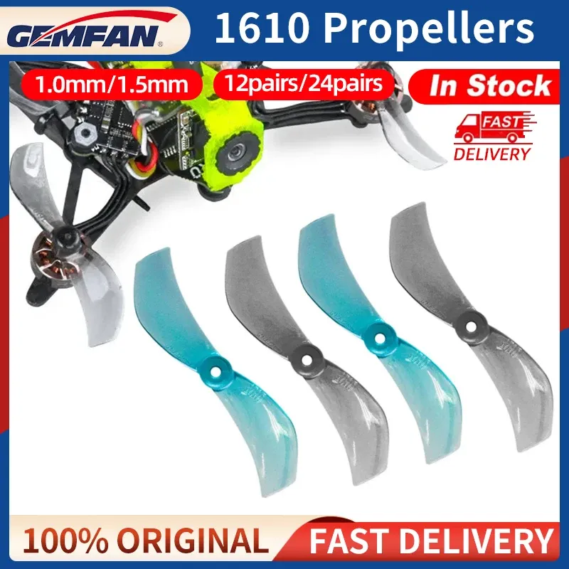 Drones 12/24 Pairs Gemfan 1610 Drone Propeller 40MM 2Blade 1mm 1.5mm For RC FPV Racing Freestyle Tinywhoop Drones Mobula7 Replacement