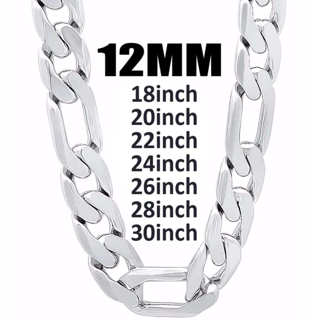 12 mm szerokość 925 Srebrny mężczyzna łańcuch szyici Naszyjnik Moda o długości 1830 cala Men039s Wysokiej jakości krawężnik kubański prezent FA6365363