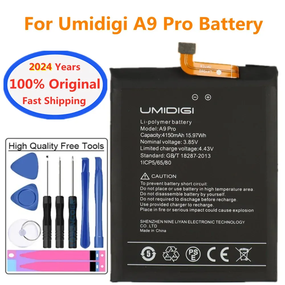 2024 ans de haute qualité Original A 9 Pro Battery pour Umi Umididigi A9 Pro A9pro 4150mAh Remplacement du téléphone Batteries Bateria + outils