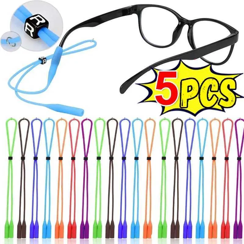 Eyeglasses chains 1-5 pieces of silicone eyewear strap with anti slip sports glasses sunglasses neck tie eyewear chain accessories C240411