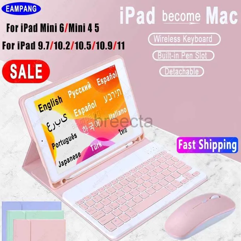 Tablet PC -fall Väskor för iPad 10.2 7 7th 8 8th 9 9th Keyboard Case for iPad Air 3 Air 4th Pro 11 2021 2020 Pro 10.5 9.7 5th Mini 6 5 4 3 Keyboard 240411