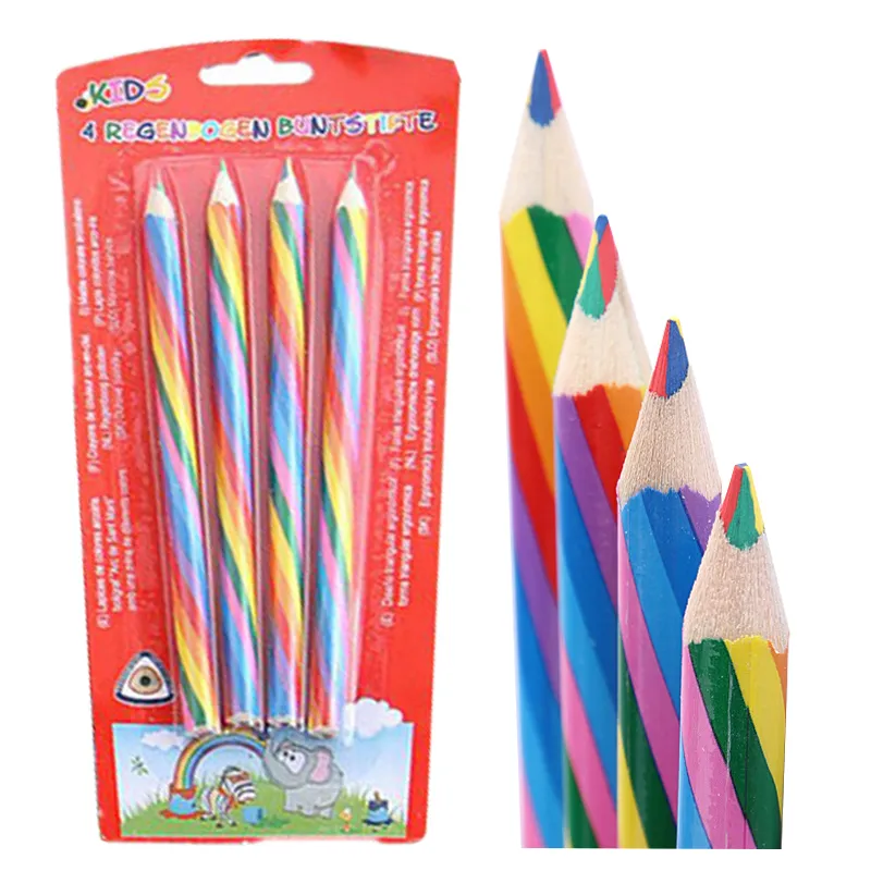 pastell 4 Farben Konzentrische Gradient Rainbow Bleistift Bleistift Buntstifte Bleistift Set Kids Stationery Kunstmalerei Zeichnen Geschenk Geschenk