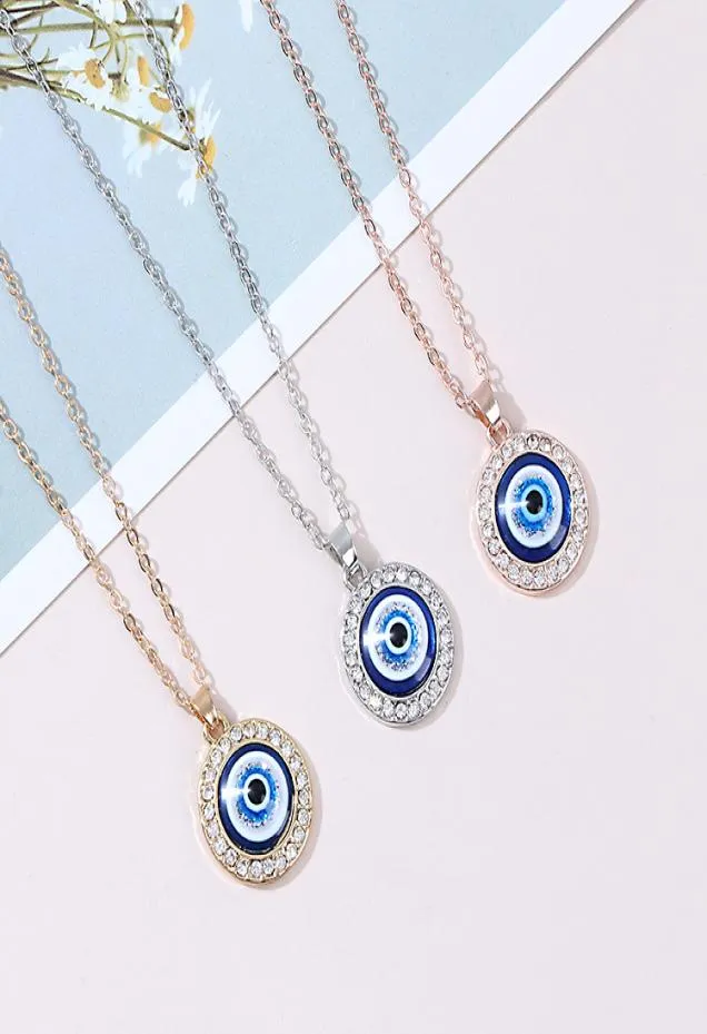 Evil Eye Halskette dritte blaue Augen Amulett Anhänger zierlich Ojo Goldkette Halskette Kabbala Schutz Verstellbarer Mode Schmuck GIF8971162