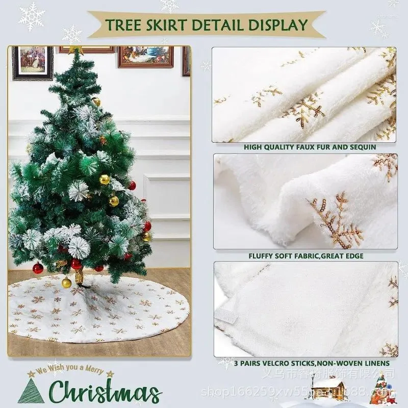 カーペット90/120cmクロスボーダークリスマスツリースカートビーズスノーフレークスパンコール豪華な白い装飾