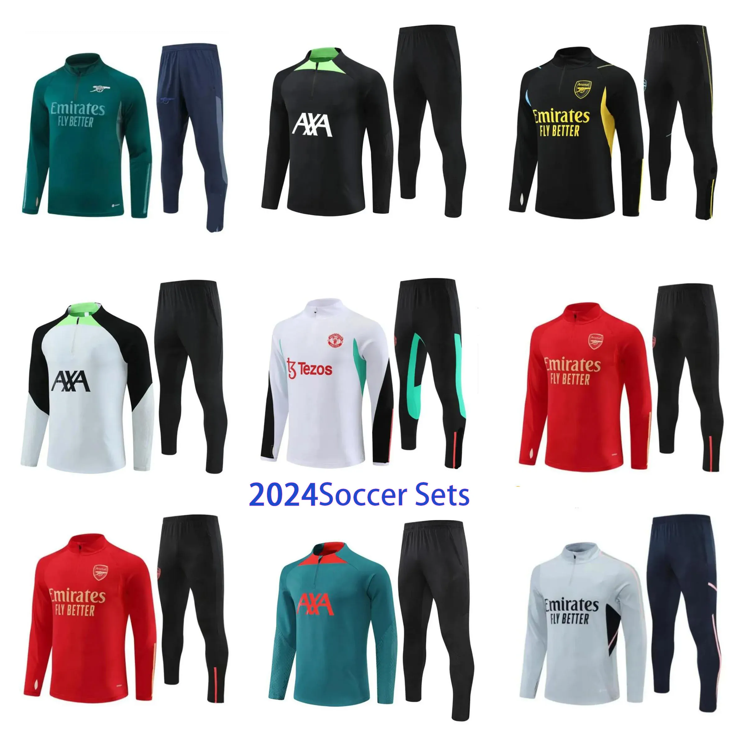 2023 2024 Football Tracksuit 남자 어린이 축구 세트 23 24 반 풀링 축구 훈련복 생존기 조깅 키트 소년 소녀 교통 키트 3