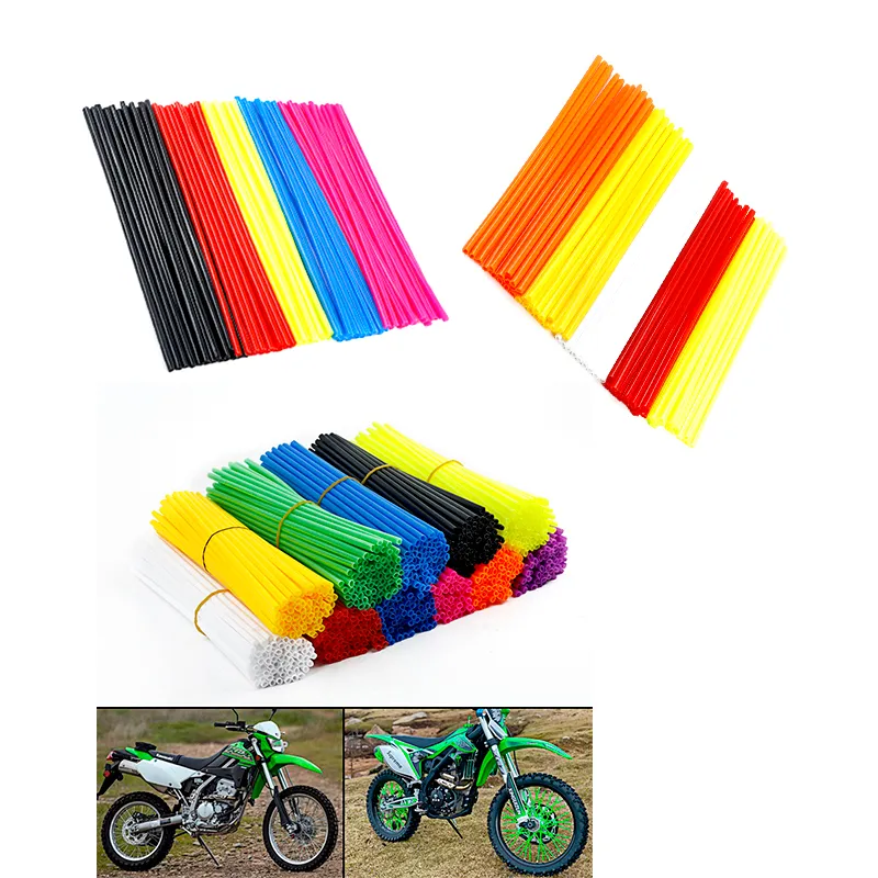 Helt ny 72 -delstycken Motorcykel Mountain Bike Wheel Spoke Protector Rim Decorative Cover Pipe Cool Accessories 11 Färger