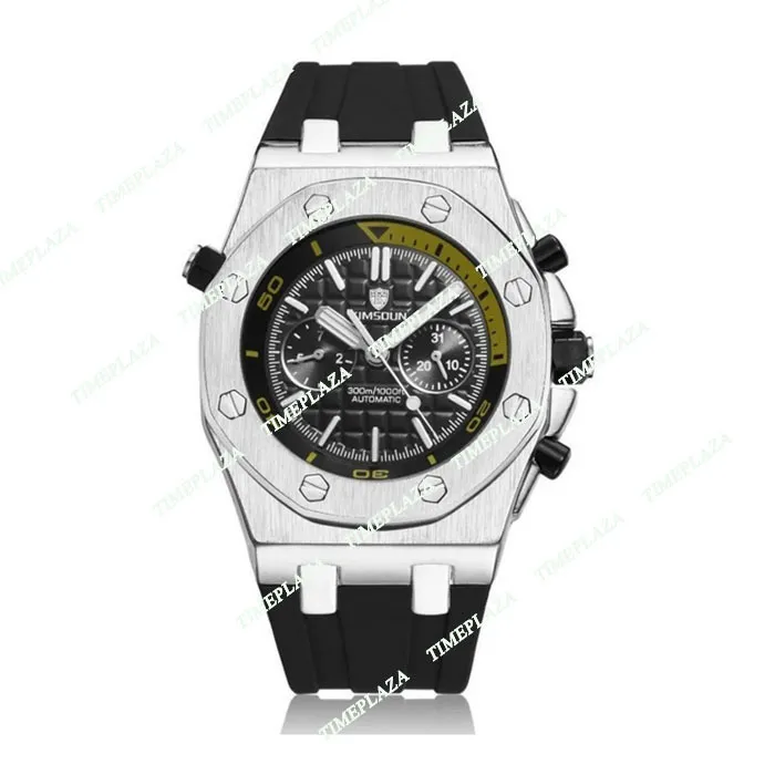 2024 New Kimsdun Luxury Men 's Watch- 자동 기계, 진정한 고무 스트랩, 클래식 고품질 시계