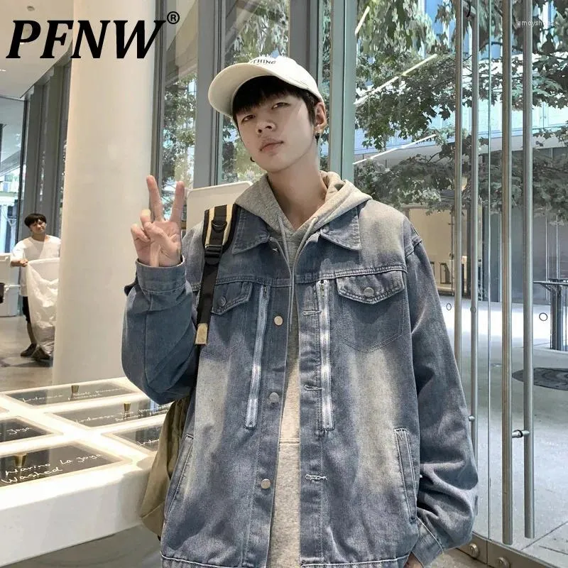 Jackets masculinos pfnw vintage desgastado jeans high street americano masculino jean jean tops casuais 2024 primavera chic 28w2979