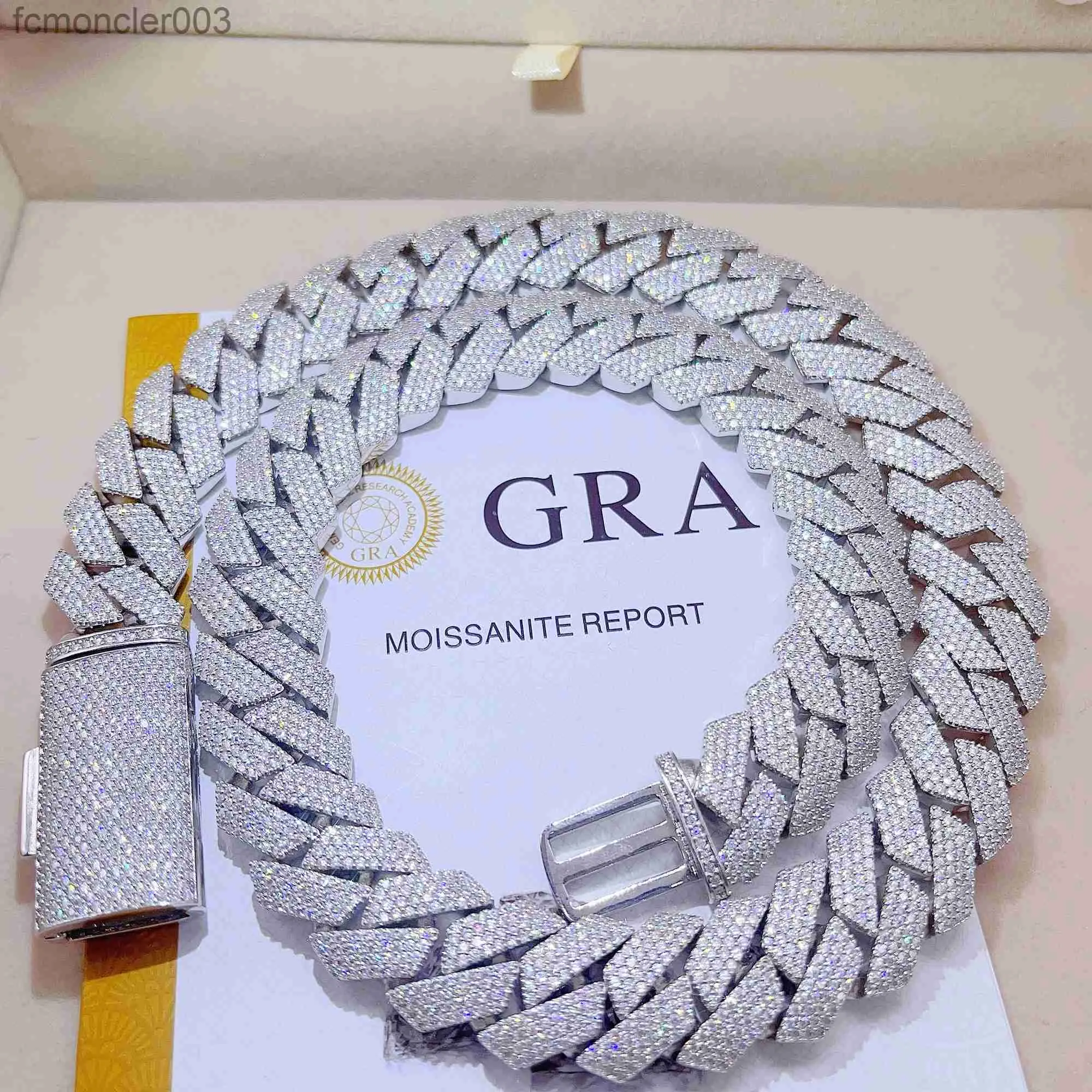 Lodowe przełęcz Diamond Tester 925 Srebrny naszyjnik VVS Moissanite Cuban Link łańcuch JBZ0