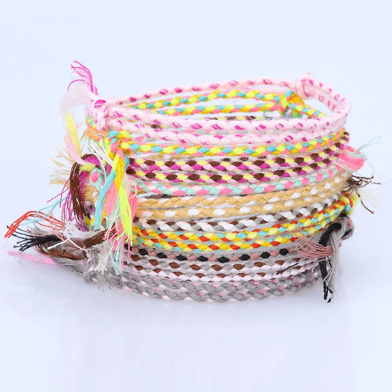 braccialetti di corda tessuta fatta la formazione donne nodi tassel thread colorato corda regolabile all'ingrosso