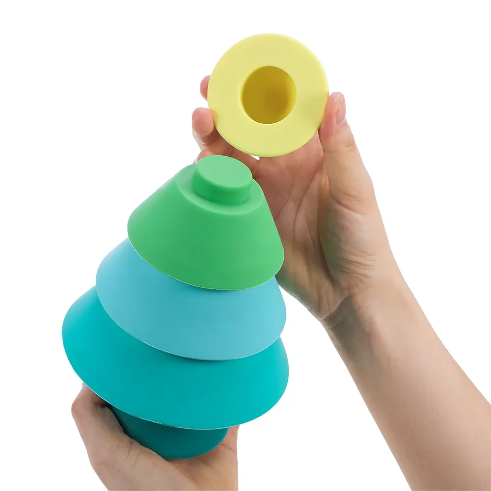 Baby Silicone Stacking Toys BPA Gratis julgranblock Diy Creative Stacking Toys Montessori Education Toys Kids Gifts