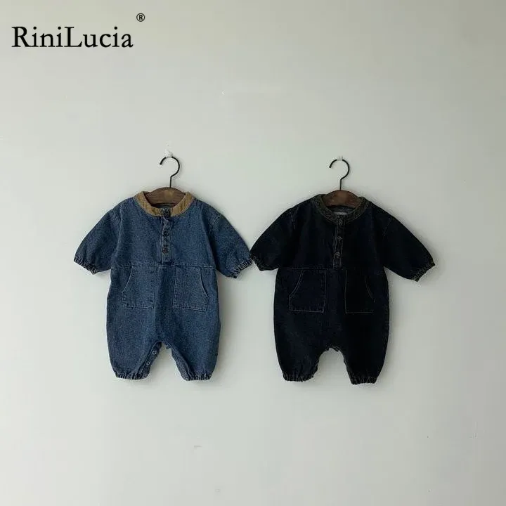 Byxor criscky barn baby pojke jumper flickor kläder byxor denim jeans overaller småbarn spädbarn jumpsuits nyfödda klädspår