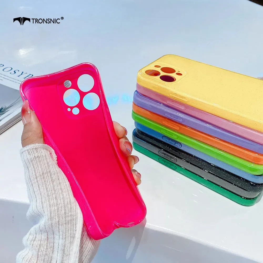 INS Candy Glitter TPU Case de teléfonos para iPhone 13 12 11 Pro Max XR X XS MAX 7 8 más Luxury suave y brillante cubierta de silicona púrpura verde brillante