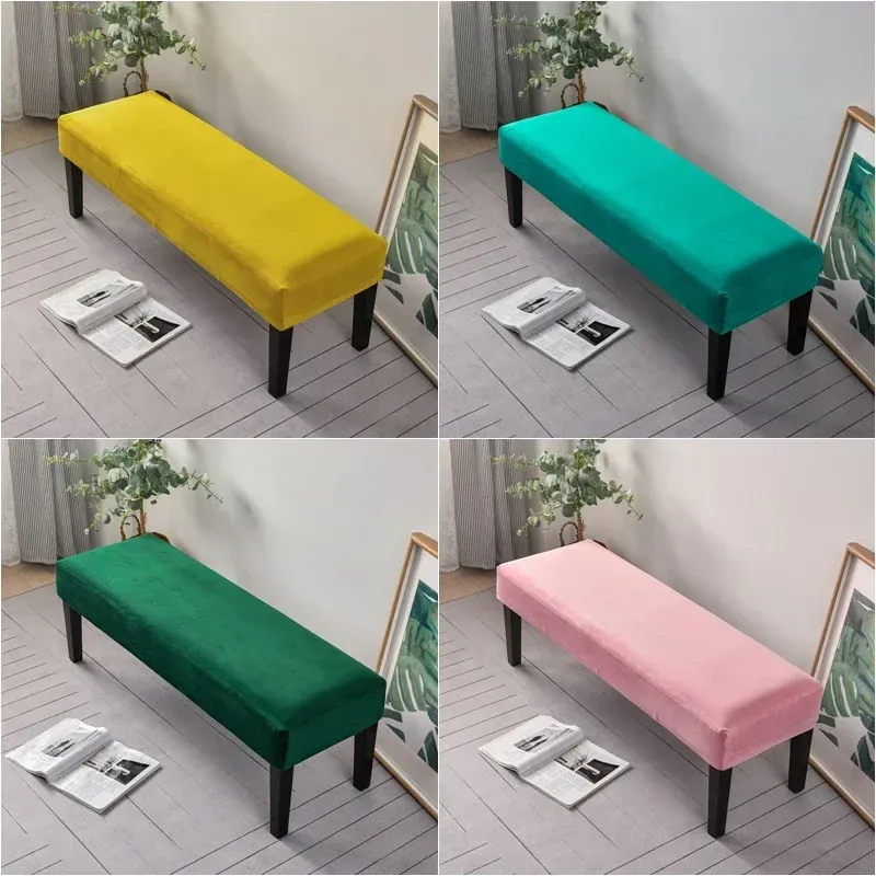 Sammet matstol täcker stretch piano pall cover lång ottoman täcker fast färg bänk slipcover byte skor sängen hem