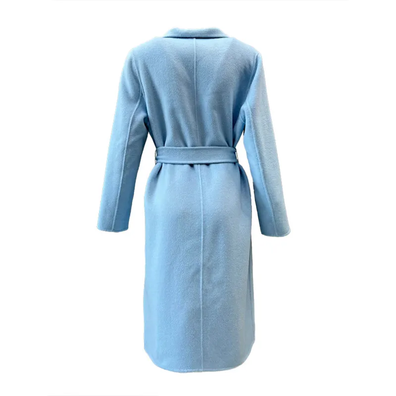 Lady Herbst Winter Trench Coats 2023 Real Woll Cashmere Long Coat Women Mantel mit Gürtel QN5551